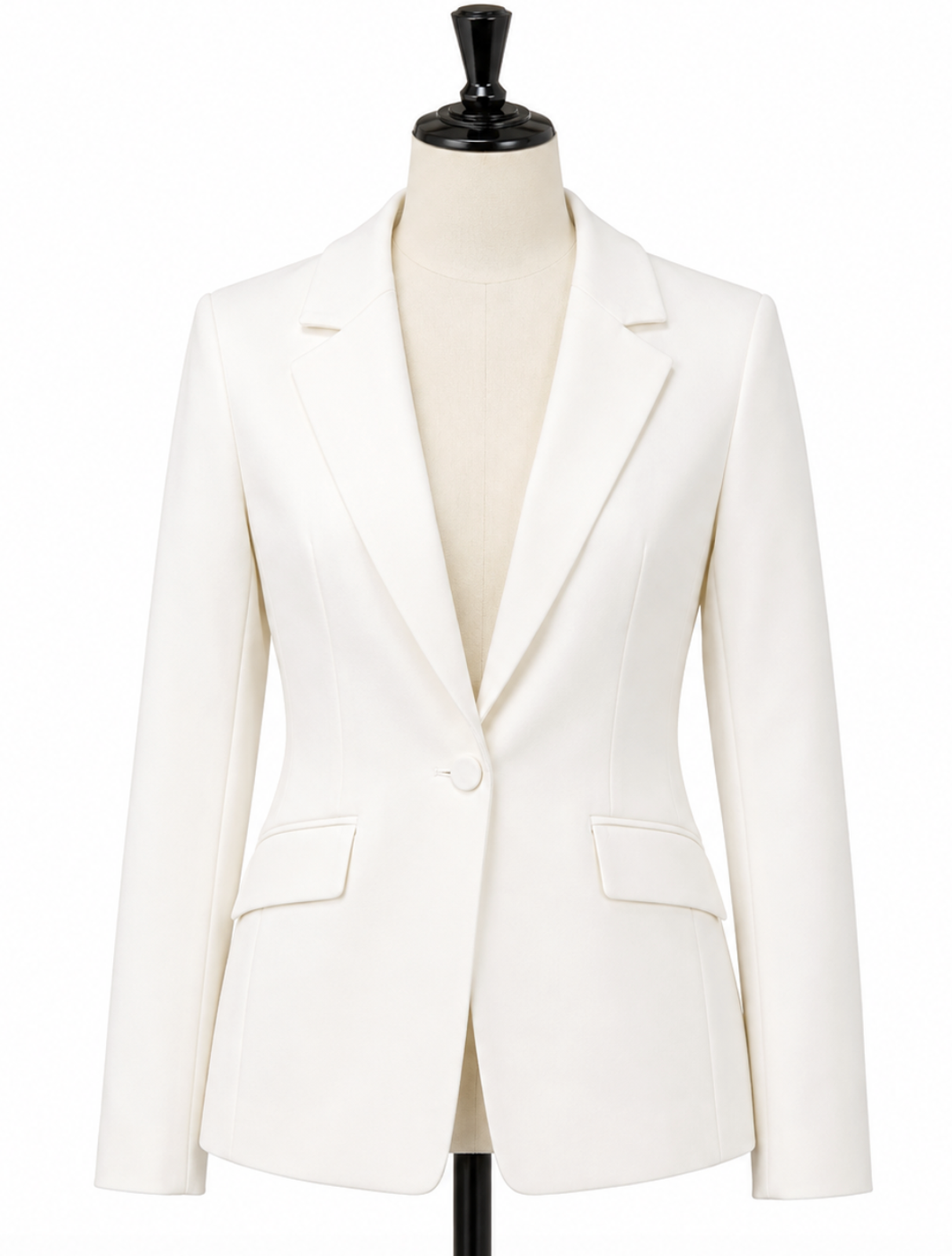 New White House Black Market Whbm Ecru Luxe Stretch One Button Blazer Jacket 4